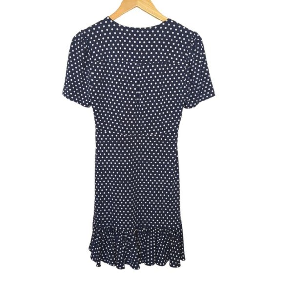 Michael Kors Navy Blue Polka-Dot A-Line Ruffle Dress SZ S - Picture 11 of 16